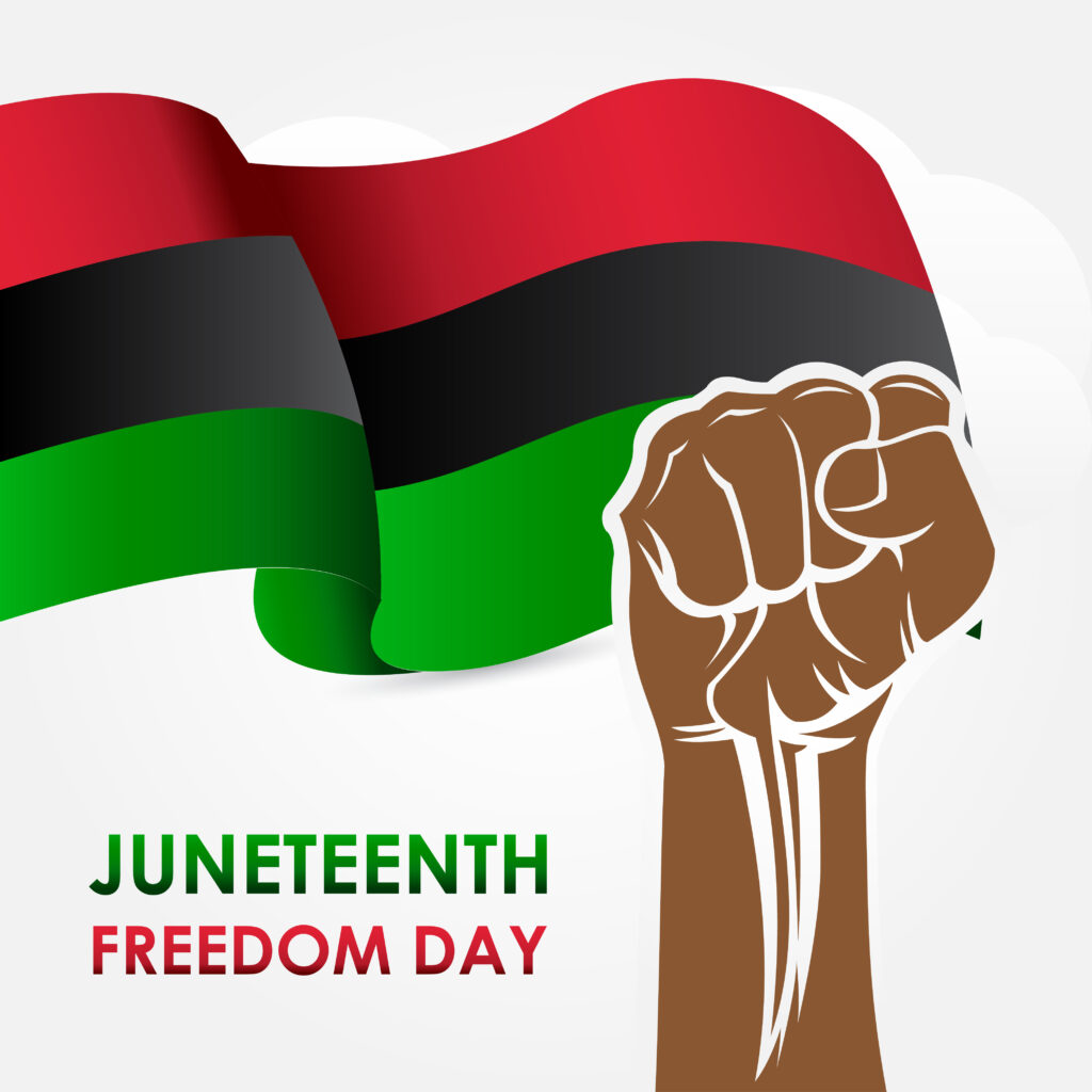 Juneteenth Freedom Day With Ribbon and Flag Vector For Banner Print
